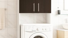 Dulap masina de spalat, 2 usi, alb + wenge, 64x30x195 cm