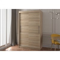 Dulap NEOMI 06, usi glisante, 6 rafturi, bara de haine, sonoma, 120x61x200 cm - 1