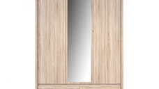 Dulap NORTON, 3 usi, 4 sertare, cu oglinda, stejar sonoma, 127x60x210 cm