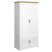 Dulap RIVA, 4 usi, bara haine, alb + stejar harbor, 102,7x55x212,6 cm - 1