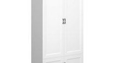 Dulap RIVA, 4 usi, bara haine, alb + stejar harbor, 102,7x55x212,6 cm