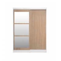 Dulap RODOS 02, cu usi glisante si oglinda, corp alb + usi sonoma, 150x60x200 cm - 1