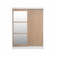 Dulap RODOS 02, cu usi glisante si oglinda, corp alb + usi sonoma, 150x60x200 cm - 1