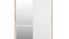 Dulap RODOS 02, cu usi glisante si oglinda, corp sonoma + usi alb, 150x60x200 cm