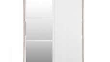 Dulap RODOS 02, cu usi glisante si oglinda, corp sonoma + usi alb, 150x60x200 cm