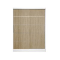 Dulap RODOS 03, usi glisante, corp alb + usi sonoma, 150x60x200 cm - 1