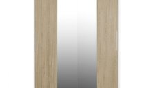 Dulap RODOS 04, usi glisante si oglinda, corp alb + usi sonoma, 150x60x200 cm