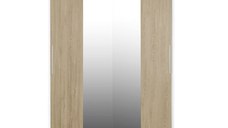 Dulap RODOS 04, usi glisante si oglinda, corp alb + usi sonoma, 150x60x200 cm