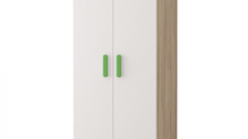 Dulap SMYK III - 06, 2 usi, corp sonoma, front, alb, verde, 80x50x193 cm