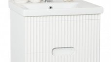 Dulap Suspendat cu Lavoar, Seria 709, 60 cm, Alb, cu Sertare din MDF