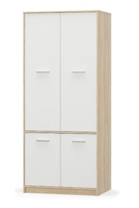 Dulap TIPS, 4 usi, stejar sonoma + alb, 83,4x55,3x195,5 cm - 1