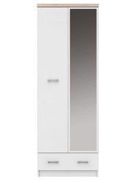 Dulap TOP MIX, 2 usi, 1 sertar, oglinda, alb, 60x33x183 cm - 1