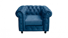 Fotoliu CHESTERFIELD cu arcuri, albastru, 105x90x80 cm