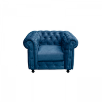 Fotoliu CHESTERFIELD cu arcuri, albastru, 105x90x80 cm - 1