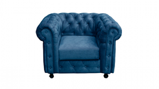 Fotoliu CHESTERFIELD cu arcuri, albastru, 105x90x80 cm