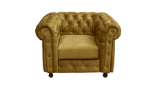 Fotoliu CHESTERFIELD cu arcuri, galben, 105x90x80 cm