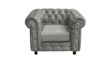 Fotoliu CHESTERFIELD cu arcuri, gri deschis, 105x90x80 cm