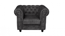 Fotoliu CHESTERFIELD cu arcuri, gri inchis, 105x90x80 cm