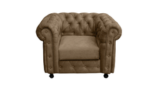 Fotoliu CHESTERFIELD cu arcuri, tapiterie maro deschis, 105 x 90 x 80 cm