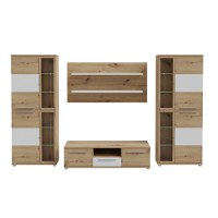 Living ALX, 4 corpuri, artisan + alb, 334x55x200 cm - 1