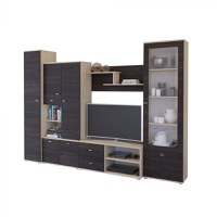 Living ARS, 5 corpuri, corp PAL stejar american, fronturi PAL frasin, 290x51x201 cm - 1