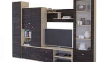 Living ARS, 5 corpuri, corp PAL stejar american, fronturi PAL frasin, 290x51x201 cm