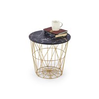 Masa cafea HARRISS, marmura negru + auriu, ,Œ  42 cm - 1