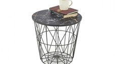 Masa cafea HARRISS, marmura negru + negru, ,Œ  42 cm