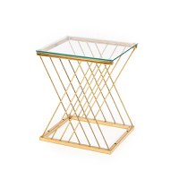 Masa cafea NANCY, sticla, auriu, 45x39x52 cm - 1