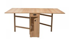 Masa plianta cu role si spatiu depozitare, 8 persoane, fag, 92 180x92x80 cm