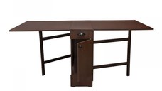 Masa plianta cu role si spatiu depozitare, 8 persoane, wenge, 92 180x92x80 cm