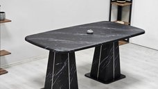 Masa RAMSIS, dreptunghiulara, marmura negru, 190x90x73 cm
