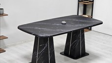 Masa RAMSIS, dreptunghiulara, marmura negru, 190x90x73 cm