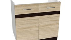 Masca chiuveta YANA, 2 usi, corp alb, fronturi sonoma deschis + inchis, 80x50x77 cm