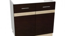 Masca chiuveta YANA, 2 usi, corp alb, fronturi sonoma inchis + deschis, 80x50x77 cm