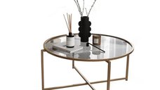 Masuta de cafea GOLD SUN, auriu + fumuriu, 83x83x40 cm
