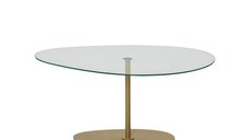 Masuta de cafea PORTO aurie, cu blat din sticla securizata, 90 x 60 x 40 cm