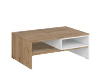 Masuta de cafea VIGO, cu raft, alb + stejar wotan, 90x60x35,5 cm - 1