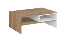 Masuta de cafea VIGO, cu raft, alb + stejar wotan, 90x60x35,5 cm