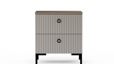 Noptiera DOMINICA, 2 sertare, taupe + stejar silverjack, 53,5x41x59 cm