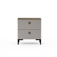 Noptiera DOMINICA, 2 sertare, taupe + stejar silverjack, 53,5x41x59 cm - 1