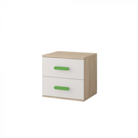 Noptiera SMYK III - 22, 2 sertare, corp sonoma, front alb, verde, 55x51x44 cm - 1