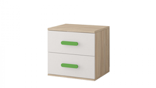 Noptiera SMYK III - 22, 2 sertare, corp sonoma, front alb, verde, 55x51x44 cm