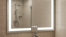 Oglinda cu iluminare LED, functie dezaburire, ceas si termometru, MD1, 100x80 cm