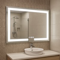 Oglinda cu iluminare LED, functie dezaburire, ceas si termometru, MD1, 100x80 cm - 1