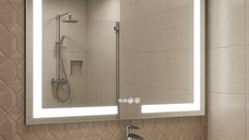 Oglinda cu iluminare LED, functie dezaburire, ceas si termometru, MD1, 100x80 cm