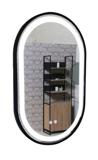 Oglinda cu iluminare LED si functie dezaburire, MD3, rama neagra, 50x80 cm - 1