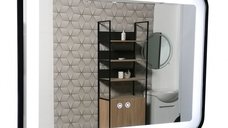 Oglinda cu iluminare LED si functie dezaburire, MD3, rama neagra, 80x60 cm