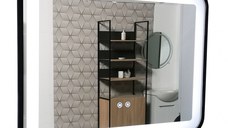 Oglinda cu iluminare LED si functie dezaburire, MD3, rama neagra, 80x60 cm