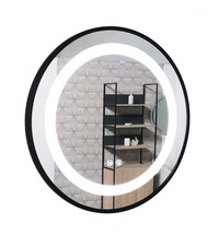 Oglinda cu iluminare LED si functie dezaburire, MD3, rama neagra, diametru 60 cm - 1